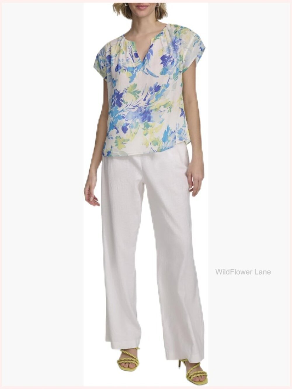 Women's Short Sleeve Printed V-Neck Top